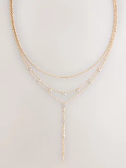 Goudkleurig - Sparkle Detail Layered Drop Necklace*Next Sale