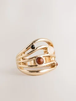 Goudkleurig - Stone Insert Ladder Ring*Next