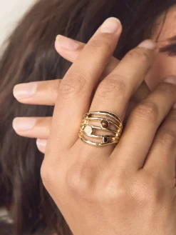 Goudkleurig - Stone Insert Ladder Ring*Next