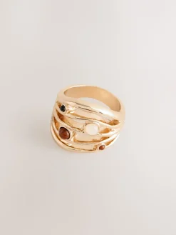 Goudkleurig - Stone Insert Ladder Ring*Next