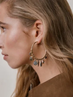 Goudkleurig - Wrapped Charm Drop Hoop Earrings*Next Online
