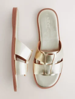 Goudkleurig leer - Slotted Muilsandalen*Next Online