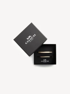 - goudkleurige Signature Duo Bangle set in doosje*Coach Clearance