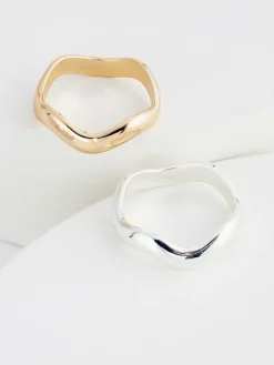 Goud/zilver - Tone Wave Rings 2 Pack*Next Hot