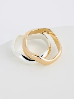 Goud/zilver - Tone Wave Rings 2 Pack*Next Hot