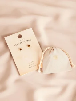 Goud/zilver verguld - Oorknopjes met halfedelsteen*Next Discount