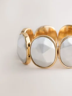 Goud-/zilverkleurig - Facetted Stone Stretch Bracelet*Next Online