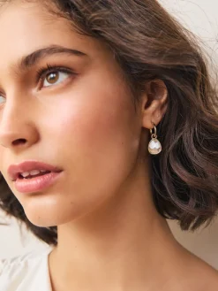 Goud-/zilverkleurig - Facetted Bead Drop Hoop Earrings*Next Sale