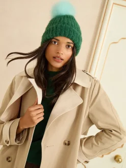 Green and Blue Contrast - Cosy Pom Hat*Love & Roses