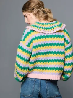 Green Multi Patch - Hand Crochet Collar Cardigan*Next Best