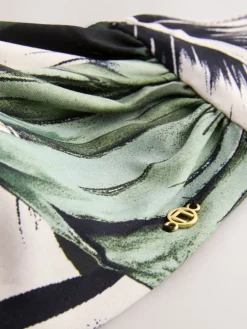 Green/Black Leaf - Twist Padded Wired Bandeau Bikini Top*Next Online