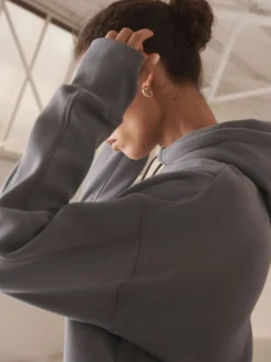 Grijs - Active Longline Overhead Hoodie met superzacht naaddetail en zakken*Next Clearance