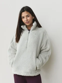 Grijs - Borg fleece met korte rits*Next Online