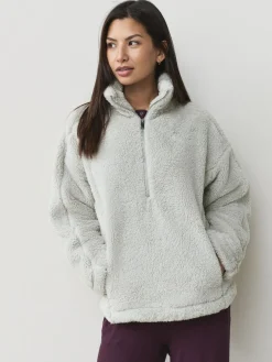 Grijs - Borg fleece met korte rits*Next Online