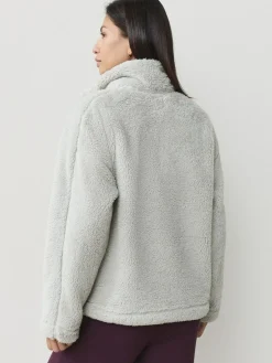 Grijs - Borg fleece met korte rits*Next Online