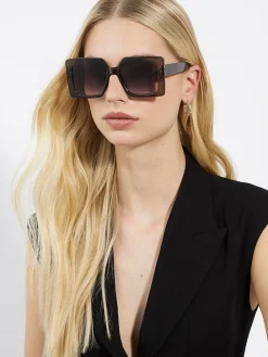 - Glitzy Diamanté Rectangular Sunglasses*Dune London