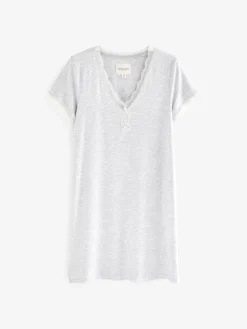 Grijs - nachthemd van Modal met kanten rand*Laura Ashley Discount