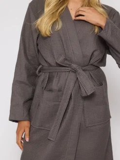 Grijs - 100% katoenen gewafelde kamerjas*Loungeable