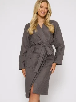 Grijs - 100% katoenen gewafelde kamerjas*Loungeable