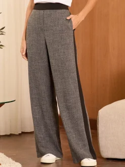 - broek met structuur, wijde pijpen en zijstreep*Love & Roses Outlet