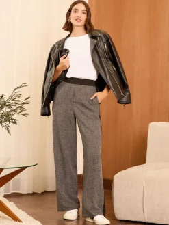 - broek met structuur, wijde pijpen en zijstreep*Love & Roses Outlet