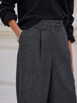 Grijs - N. Premium Wijde pijpen Geplooid Broeken met wol*Next