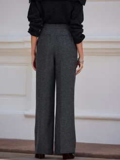 Grijs - N. Premium Wijde pijpen Geplooid Broeken met wol*Next