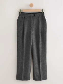 Grijs - N. Premium Wijde pijpen Geplooid Broeken met wol*Next