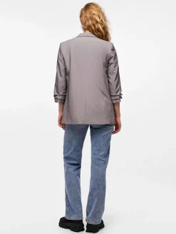 Grijs - blazer met gerimpelde mouwen*PIECES Online