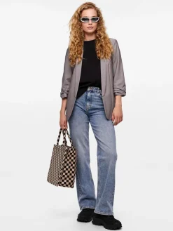 Grijs - blazer met gerimpelde mouwen*PIECES Online