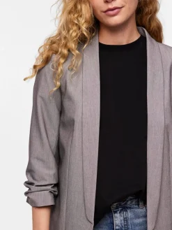 Grijs - blazer met gerimpelde mouwen*PIECES Online