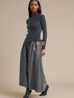 - Sophie Full Maxi Skirt In Faux Leather With Pockets*Religion Hot
