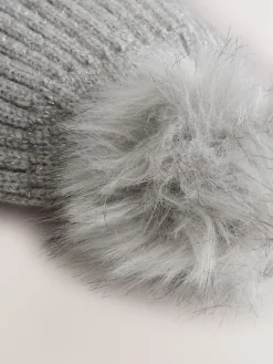 Grijs - Rib Knit Pom Hat*Next Online