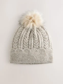 Grijs - Sparkle Knitted Pom Hat*Next Clearance