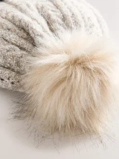 Grijs - Sparkle Knitted Pom Hat*Next Clearance