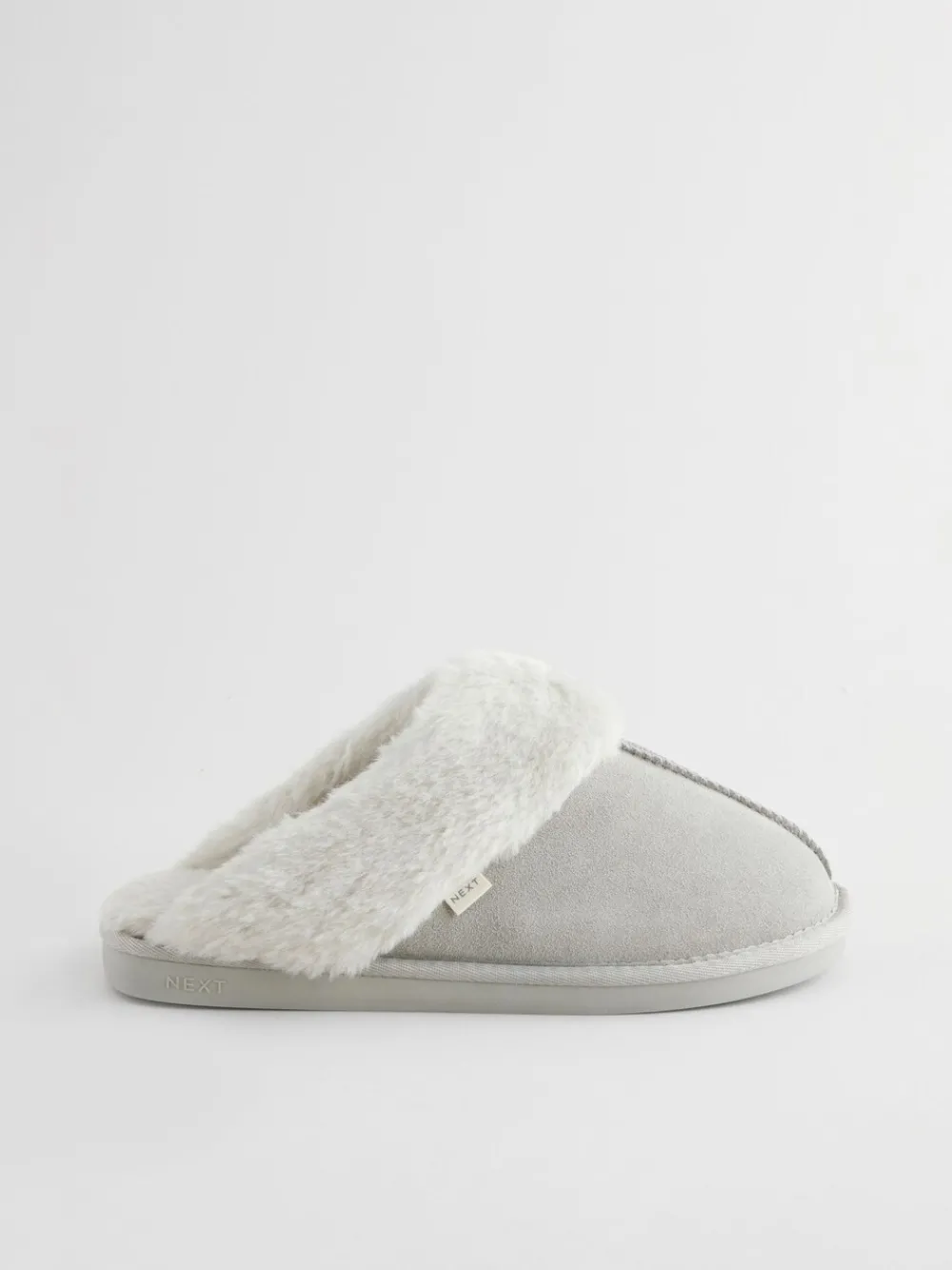 Grijs - Suede Faux Fur Mule Slippers*Next Outlet