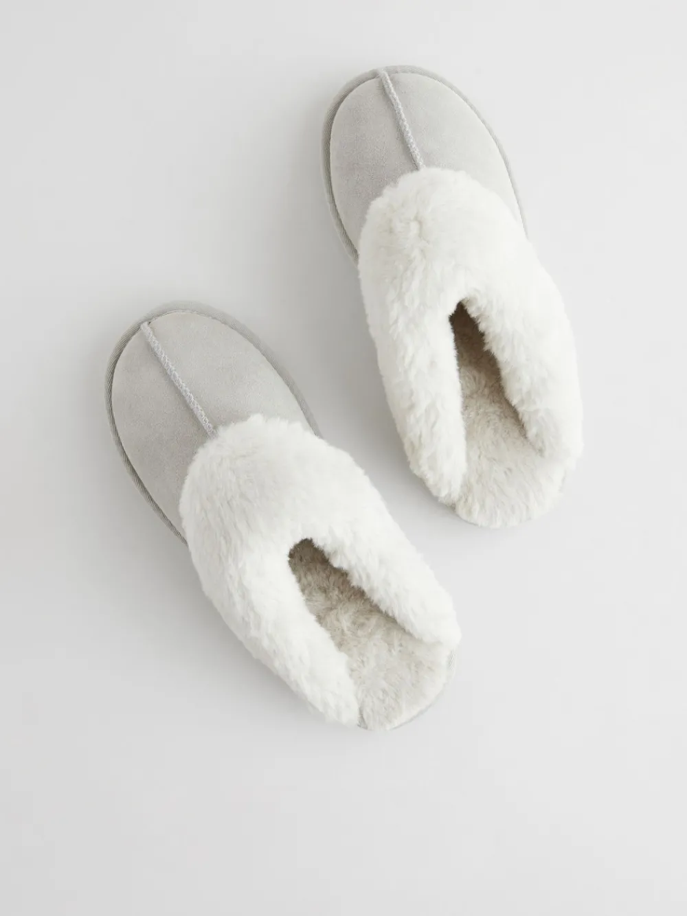 Grijs - Suede Faux Fur Mule Slippers*Next Outlet