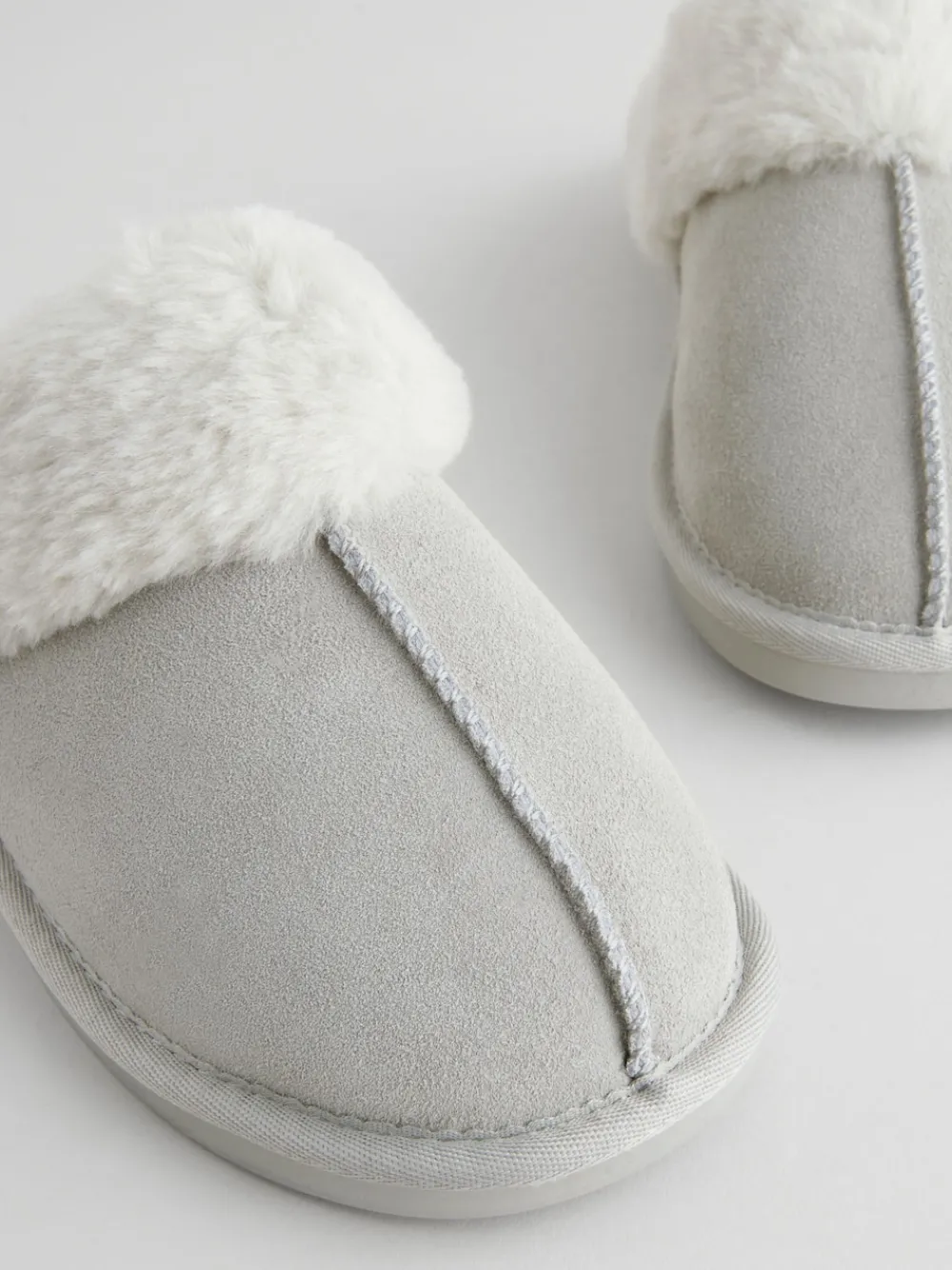 Grijs - Suede Faux Fur Mule Slippers*Next Outlet