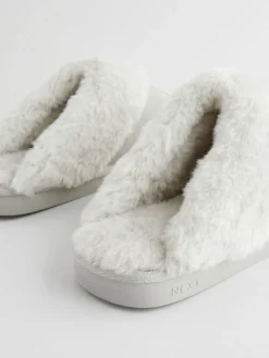 Grijs - Suede Faux Fur Mule Slippers*Next Outlet
