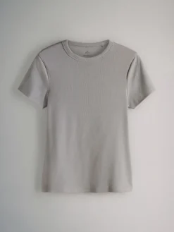 Grijs - 5 Pack Korte Mouw Geribd T-shirt*The Set Online