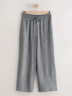 Grijs - Tie Waist Wide Leg Trousers with Wool*Next Online