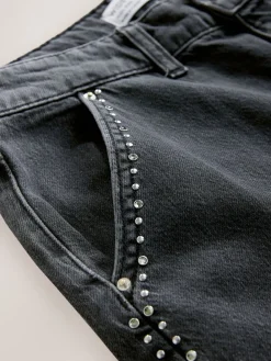 Grijs - Washed Black Embellished Studded High Rise Palazzo Wide Leg Jeans*Next Best