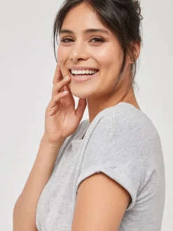 Grijs gemêleerd - T-shirt met kapmouwtjes*Next Discount