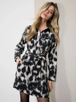 - Mini Long Sleeve Tie Waist Shirt Dress*Next