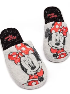 Grijs met Minnie Mouse - winterse pantoffelmuiltjes voor dames*Vanilla Underground