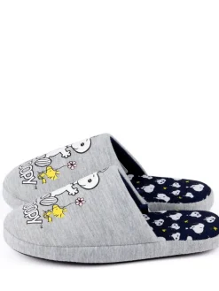 Grijs met Snoopy - winterse pantoffelmuiltjes voor dames*Vanilla Underground Sale