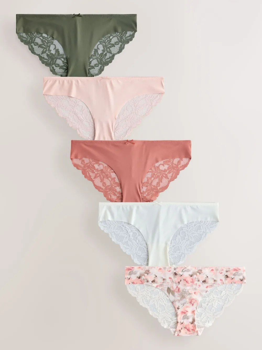 Grijs-groen - 5 Niet-aftekenende slips met kanten achterkant*Next Hot