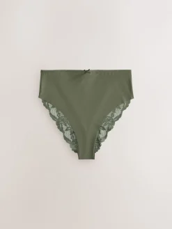 Grijs-groen - 5 Niet-aftekenende slips met kanten achterkant*Next New