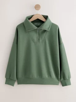 Grijs-groen - Active Modal sweatshirt met kwart-rits*Next