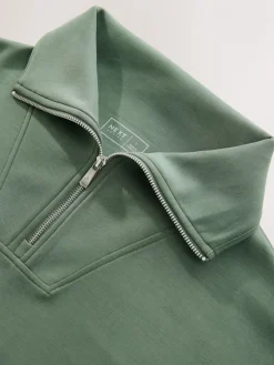 Grijs-groen - Active Modal sweatshirt met kwart-rits*Next